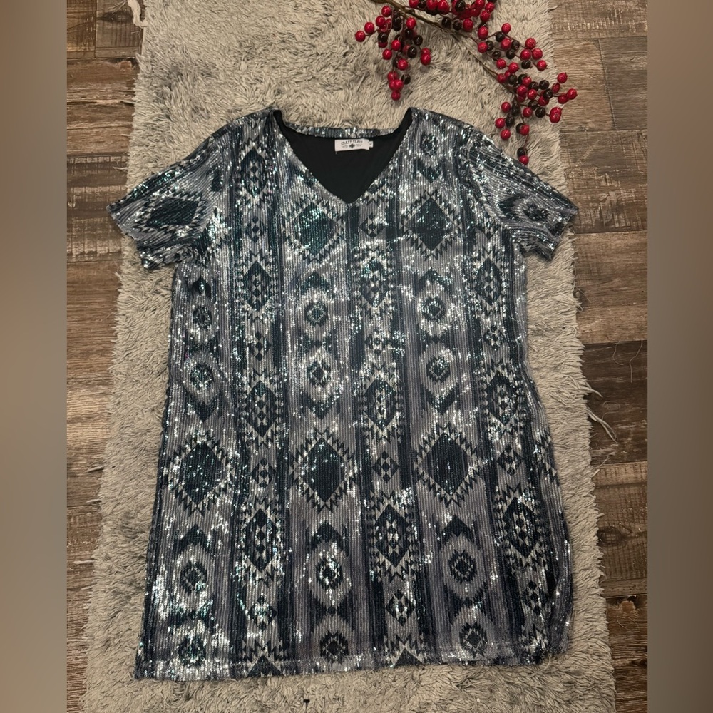 Crazy Train Sequin Aztec Western Dress Size XL